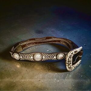 Crystal Studded Black Western Belt